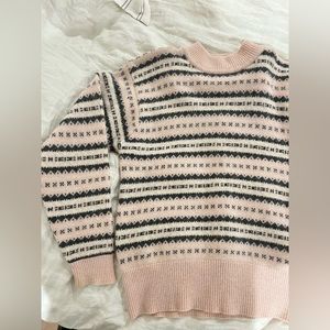 Vintage Liz Claiborne knit sweater rabbit and lambs wool blend pink valentines